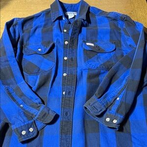Carhartt Men's Bold Blue and Black Checkered Shirt